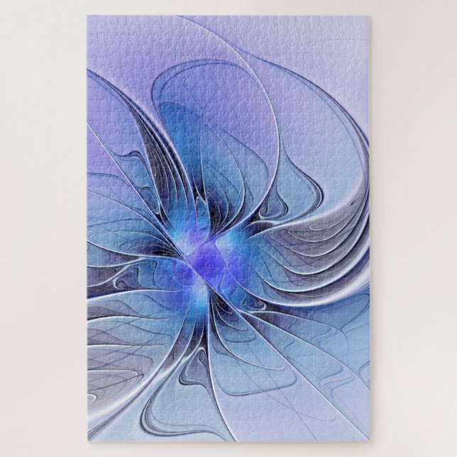 Abstract Modern Fractal Art Lavender Blue Jigsaw Puzzle (Vertical)