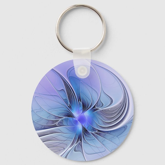 Abstract Modern Fractal Art Lavender Blue Key Ring (Front)