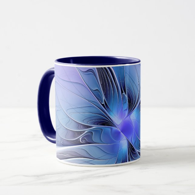 Abstract Modern Fractal Art Lavender Blue Mug (Front Left)