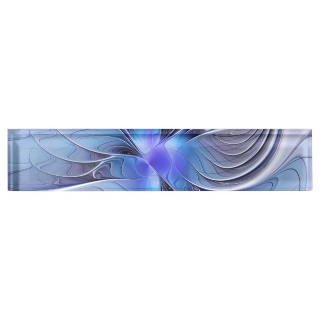 Abstract Modern Fractal Art Lavender Blue Nameplate (Front)
