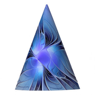 Abstract Modern Fractal Art Lavender Blue Party Hat