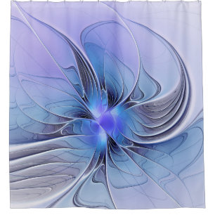 Abstract Modern Fractal Art Lavender Blue Shower Curtain
