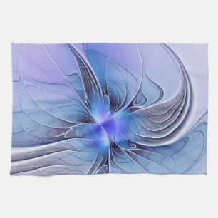 Abstract Modern Fractal Art Lavender Blue Tea Towel