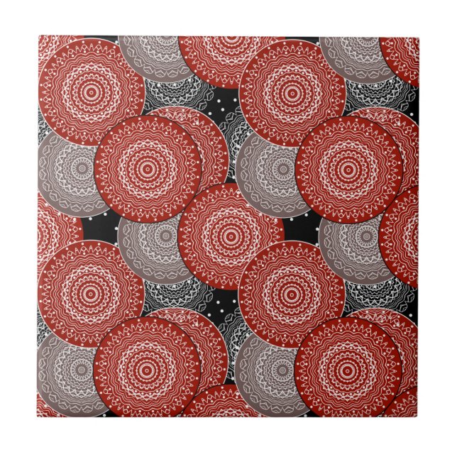 Abstract modern geometrcal circles round shapes ma tile (Front)