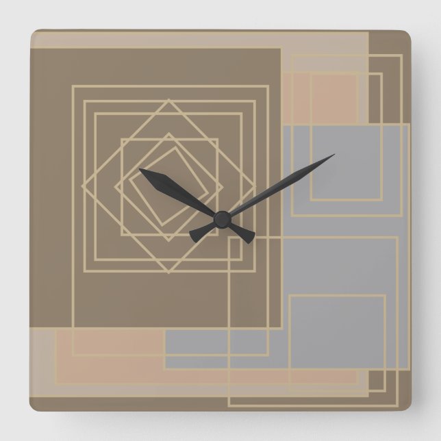 Abstract modern geometric art square wall clock (Front)