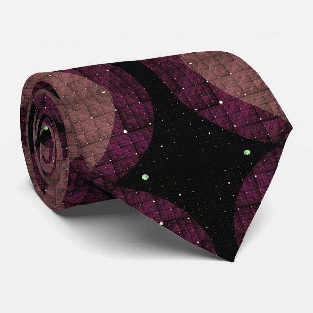 Abstract Modern Geometric Black Purple Fractal Art Tie (Rolled)