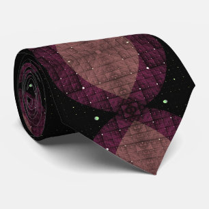 Abstract Modern Geometric Black Purple Fractal Art Tie