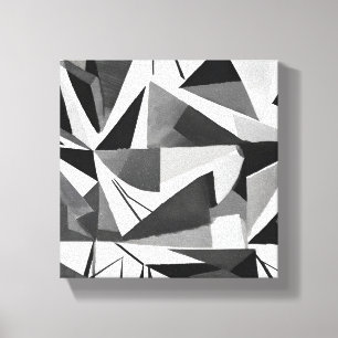 Abstract Modern Geometric Black & White Watercolor Canvas Print