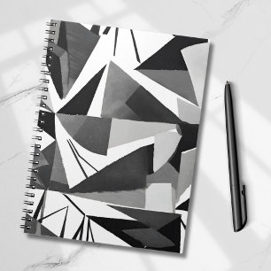 Abstract Modern Geometric Black & White Watercolor Notebook