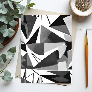 Abstract Modern Geometric Black & White Watercolor Postcard