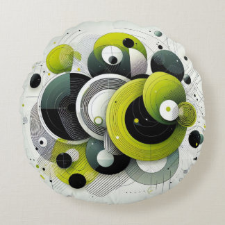 Abstract Modern Geometric Circle Throw Pillow