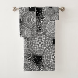 Abstract modern geometric circles round shapes man bath towel set