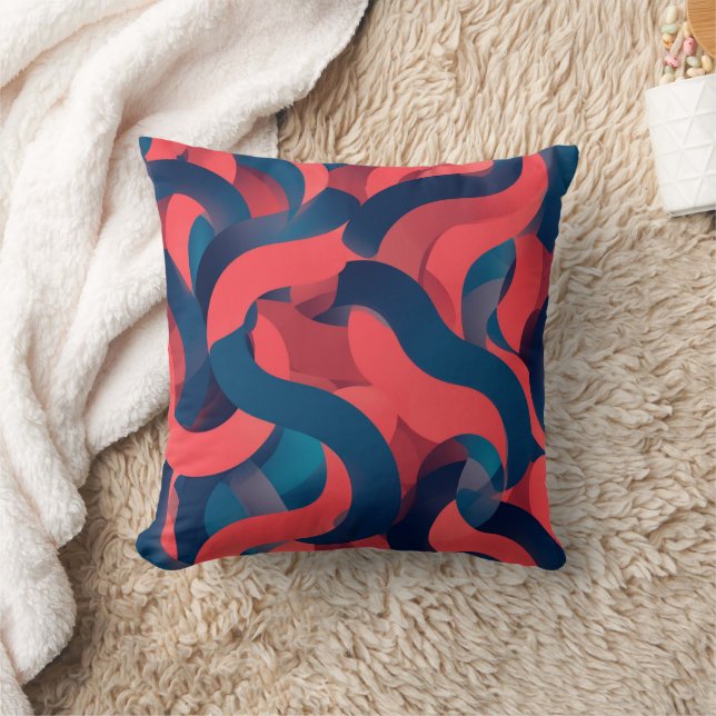 abstract modern geometric Coral and Blue Cushion (Blanket)