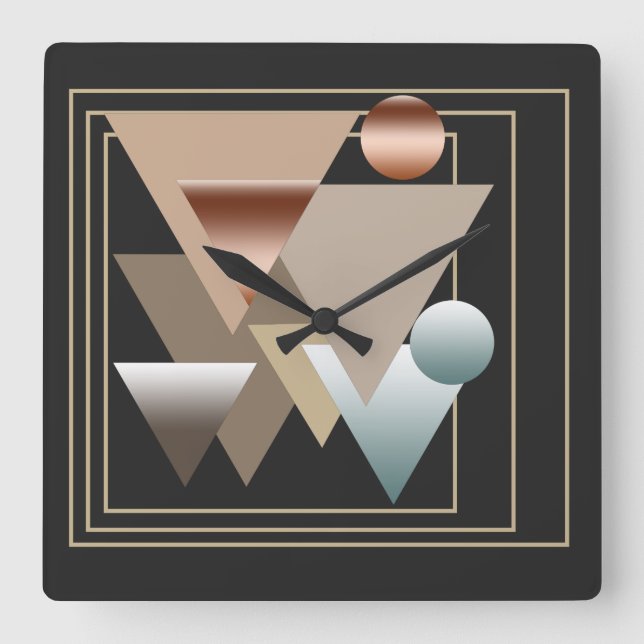 Abstract modern geometric futuristic art square wall clock (Front)