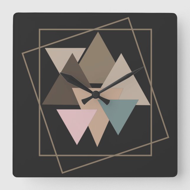 Abstract modern geometric futuristic art square wall clock (Front)