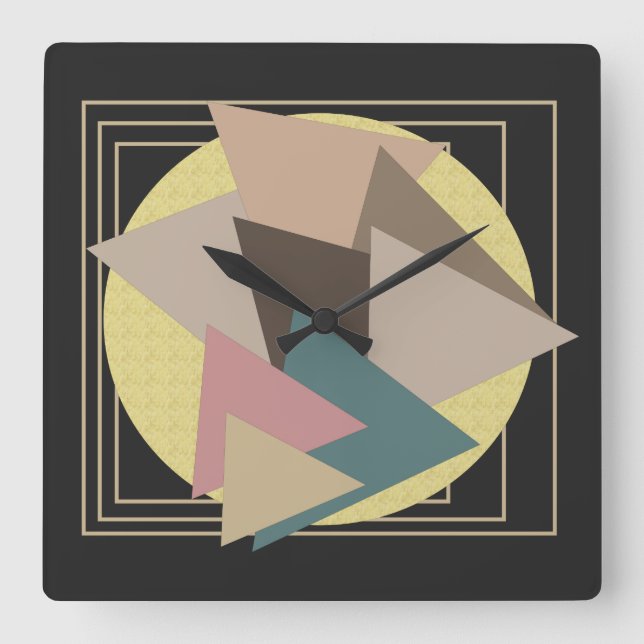 Abstract modern geometric futuristic art square wall clock (Front)
