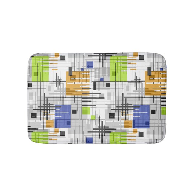 Abstract modern geometric shapes striped lined rec bath mat (Front)