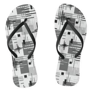Abstract modern geometric shapes striped lined rec flip flops