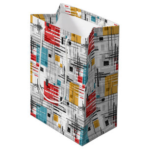 Abstract modern geometric shapes striped lined rec medium gift bag
