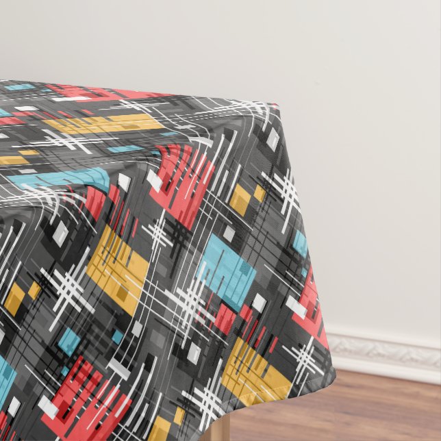 Abstract modern geometric shapes striped lined rec tablecloth (In Situ)