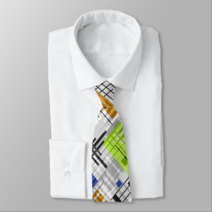 Abstract modern geometric shapes striped lined rec tie