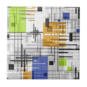 Abstract modern geometric shapes striped lined rec tile