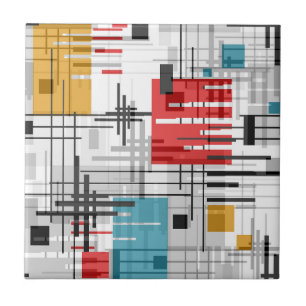 Abstract modern geometric shapes striped lined rec tile
