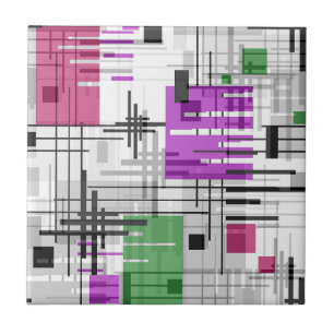 Abstract modern geometric shapes striped lined rec tile