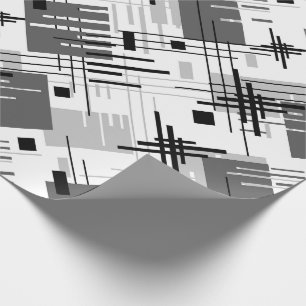 Abstract modern geometric shapes striped lined rec wrapping paper