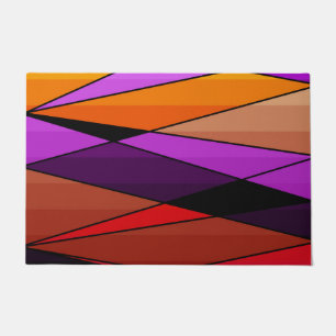 Abstract modern geometric shapes triangles orange doormat