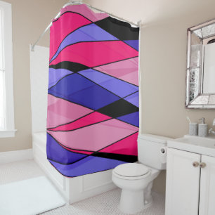 Abstract modern geometric shapes triangles pink bl shower curtain