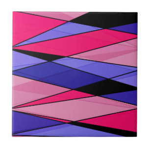 Abstract modern geometric shapes triangles pink bl tile