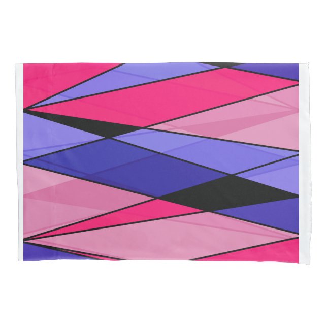 Abstract modern geometric shapes triangles pink pillowcase (Front)