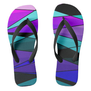 Abstract modern geometric shapes triangles pink pu flip flops
