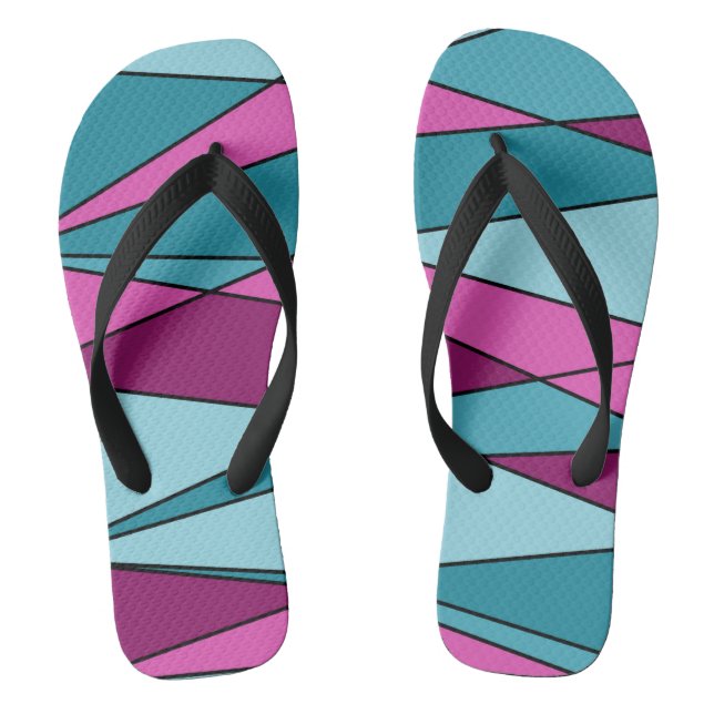 Abstract modern geometric shapes triangles pink tu flip flops (Footbed)
