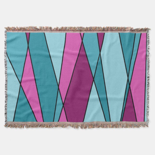 Abstract modern geometric shapes triangles pink tu throw blanket (Front)