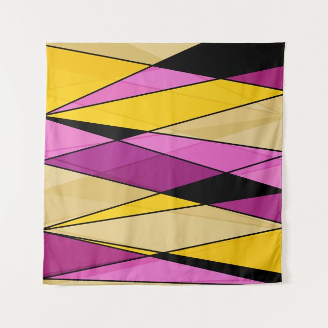 Abstract modern geometric shapes triangles pink ye tapestry (Front)