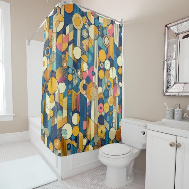 Abstract modern geometric shower curtain (In Situ)