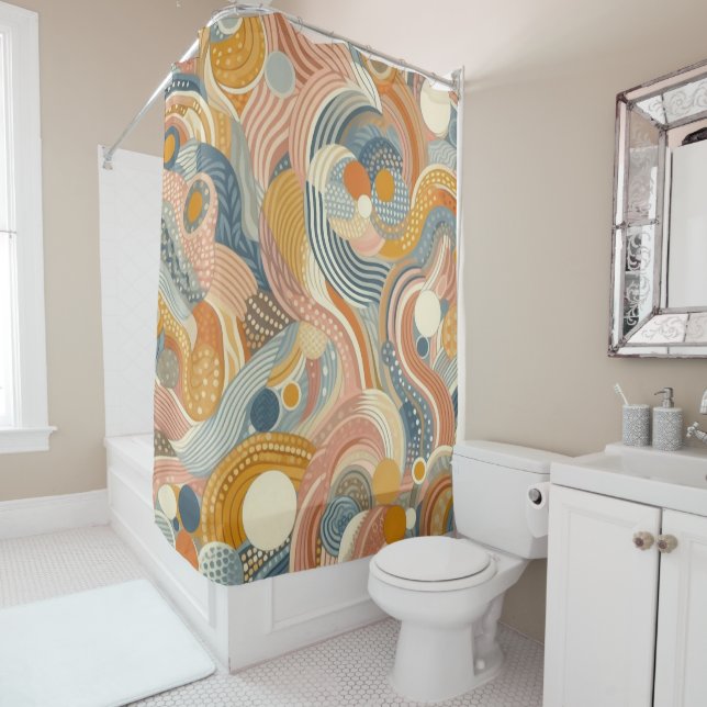 Abstract modern geometric shower curtain (In Situ)