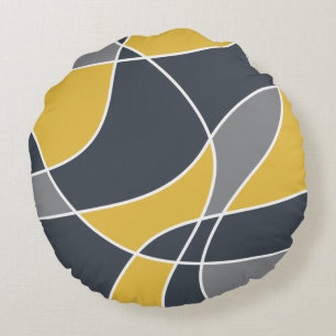 Abstract, modern, geometric, trendy pattern round cushion