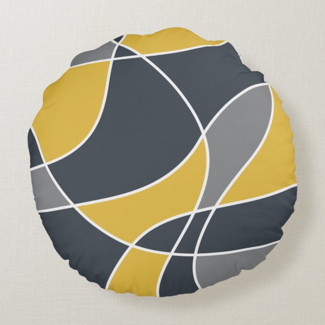 Abstract, modern, geometric, trendy pattern round cushion (Back)