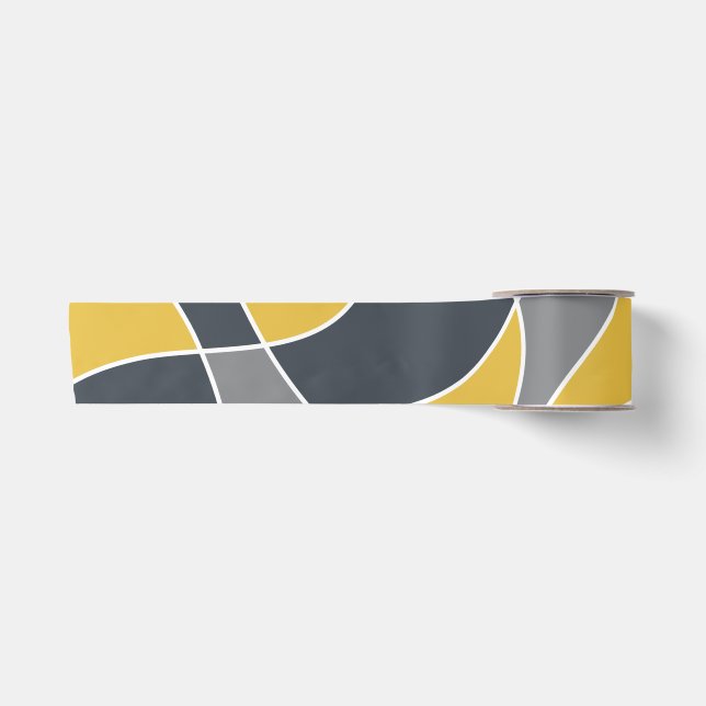 Abstract, modern, geometric, trendy pattern satin ribbon (Front)