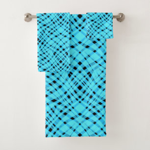 Abstract modern geometrical bright striped print bath towel set