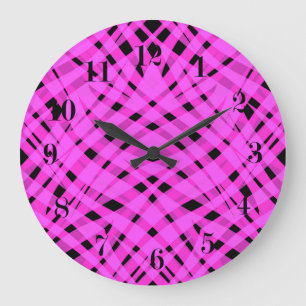 Abstract modern geometrical bright striped print large clock