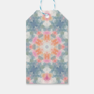 Abstract modern geometrical ornamental print blue gift tags