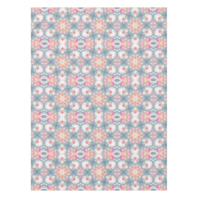 Abstract modern geometrical ornamental print blue tablecloth (Front)