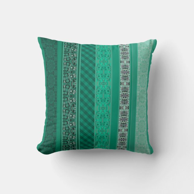 Abstract modern geometrical ornamental retro patch cushion (Front)