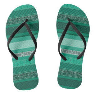 Abstract modern geometrical ornamental retro patch flip flops