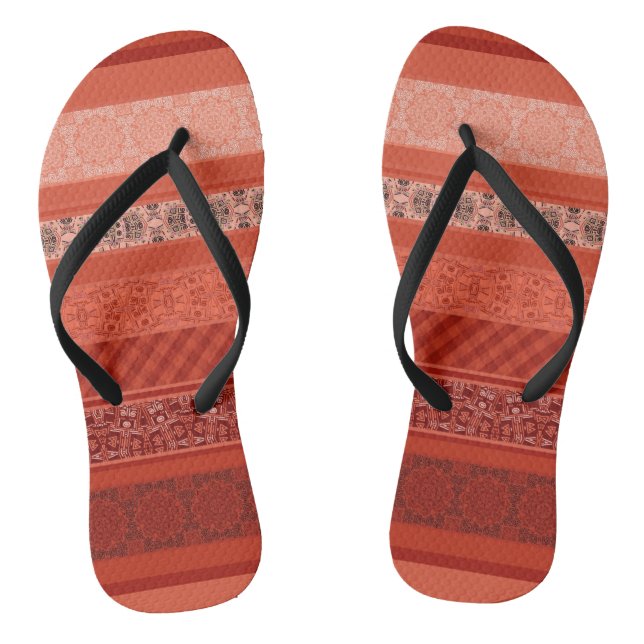 Abstract modern geometrical ornamental retro patch flip flops (Footbed)