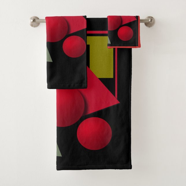 Abstract modern geometrical shapes print bath towel set (Insitu)